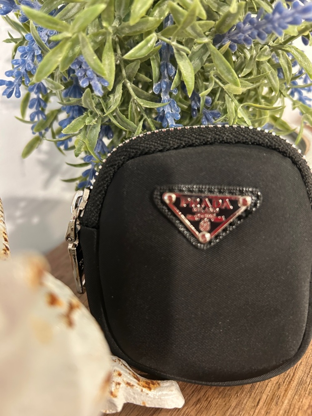 Prada Black Nylon Mini Pouch with Silver Triangle Logo - Picture 5 of 8
